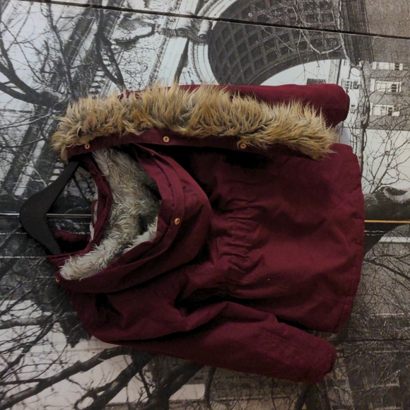 Girls Burgundy Justice Winter Jacket - Picture 4 of 4